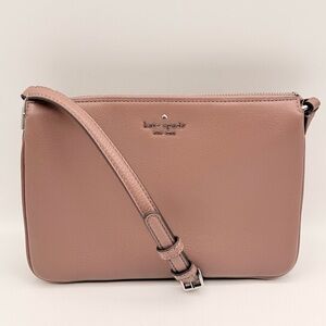 Kate Spade Leila Triple Gusset Crossbody Pebbled Leather Mauve Pink OS